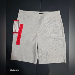 NWT Hilary Radley Off-white and Gray Pinstripe Bermuda Shorts Size M